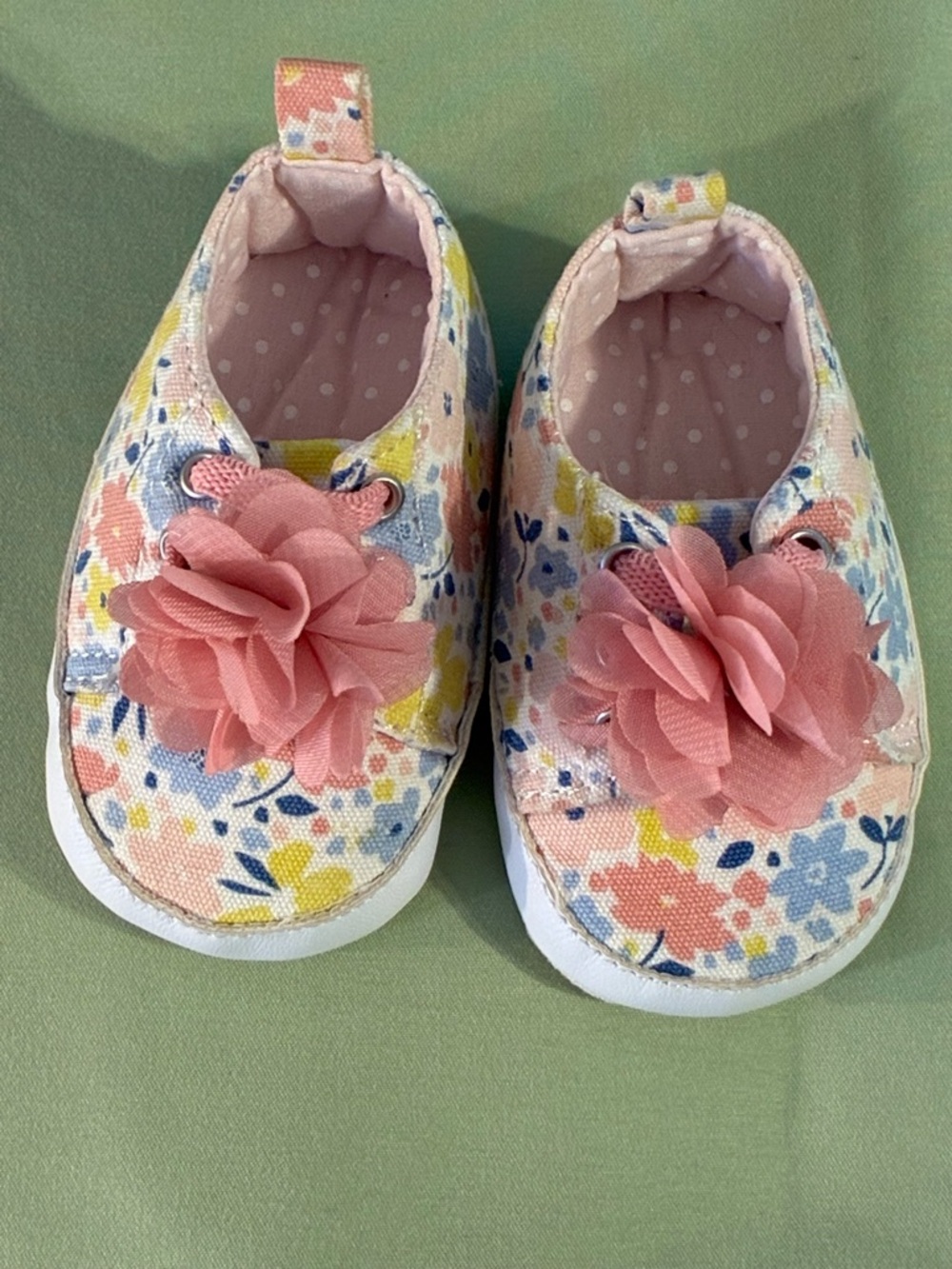 Baby Floral Fabric Slip-On Shoes with Pink Flowers